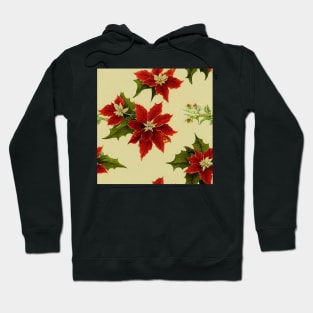 Vintage Florals Christmas Poinsettia Watercolor Hoodie